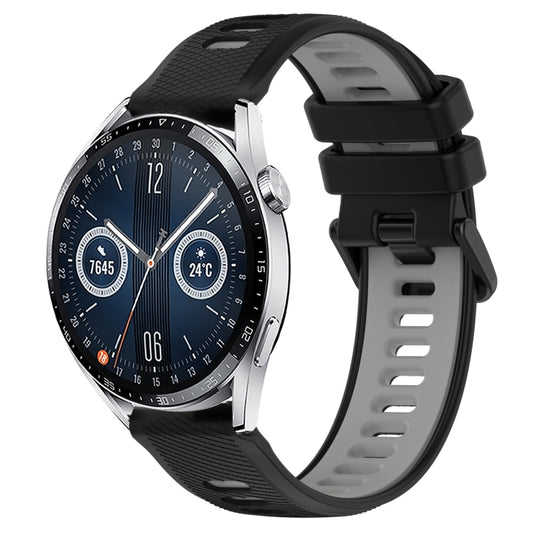 For Huawei Watch GT3 46mm 22mm Sports Two-Color Silicone Watch Band(Black+Grey) - Smart Wear by PMC Jewellery | Online Shopping South Africa | PMC Jewellery