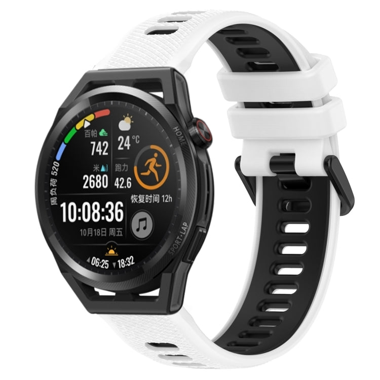 For Huawei Watch GT Runner 22mm Sports Two-Color Silicone Watch Band(White+Black) - Smart Wear by PMC Jewellery | Online Shopping South Africa | PMC Jewellery