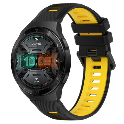 For Huawei Watch GT 2E 22mm Sports Two-Color Silicone Watch Band(Black+Yellow) - Smart Wear by PMC Jewellery | Online Shopping South Africa | PMC Jewellery