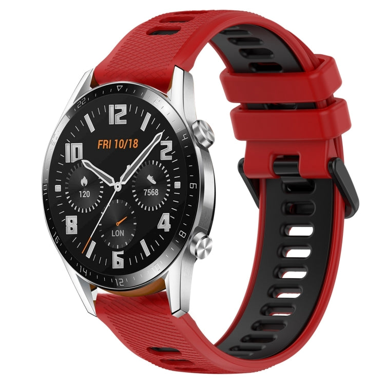 For Huawei GT2 46mm 22mm Sports Two-Color Silicone Watch Band(Red+Black) - Smart Wear by PMC Jewellery | Online Shopping South Africa | PMC Jewellery