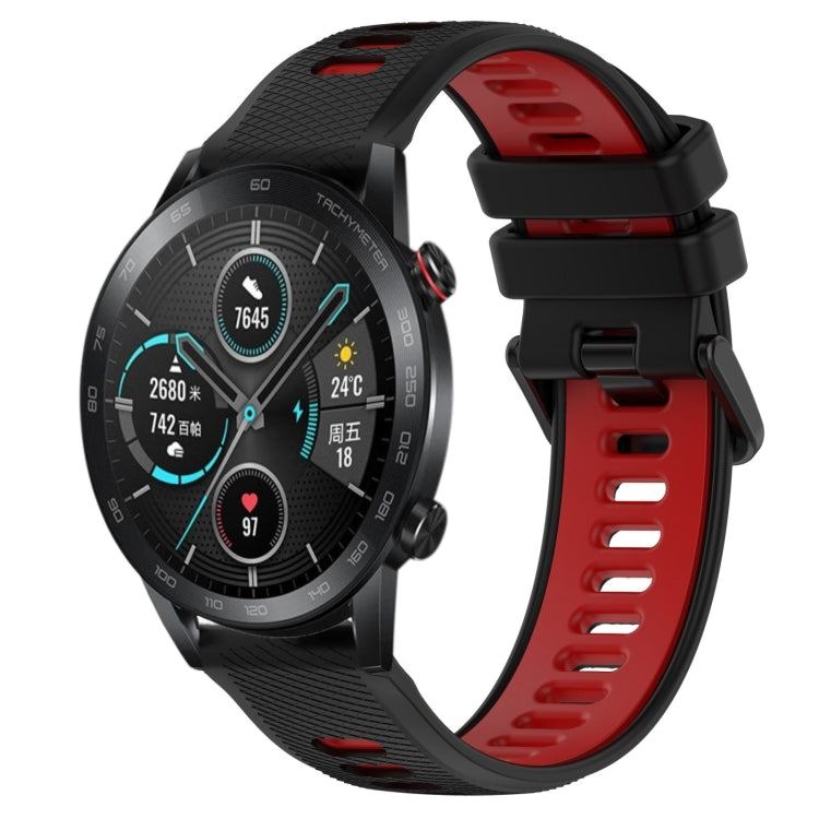 For Honor Magic Watch 2 46mm 22mm Sports Two-Color Silicone Watch Band(Black+Red) - Smart Wear by PMC Jewellery | Online Shopping South Africa | PMC Jewellery