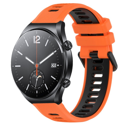 For Xiaomi MI Watch S1 22mm Sports Two-Color Silicone Watch Band(Orange+Black) - Smart Wear by PMC Jewellery | Online Shopping South Africa | PMC Jewellery