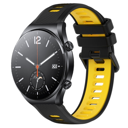 For Xiaomi MI Watch S1 22mm Sports Two-Color Silicone Watch Band(Black+Yellow) - Smart Wear by PMC Jewellery | Online Shopping South Africa | PMC Jewellery