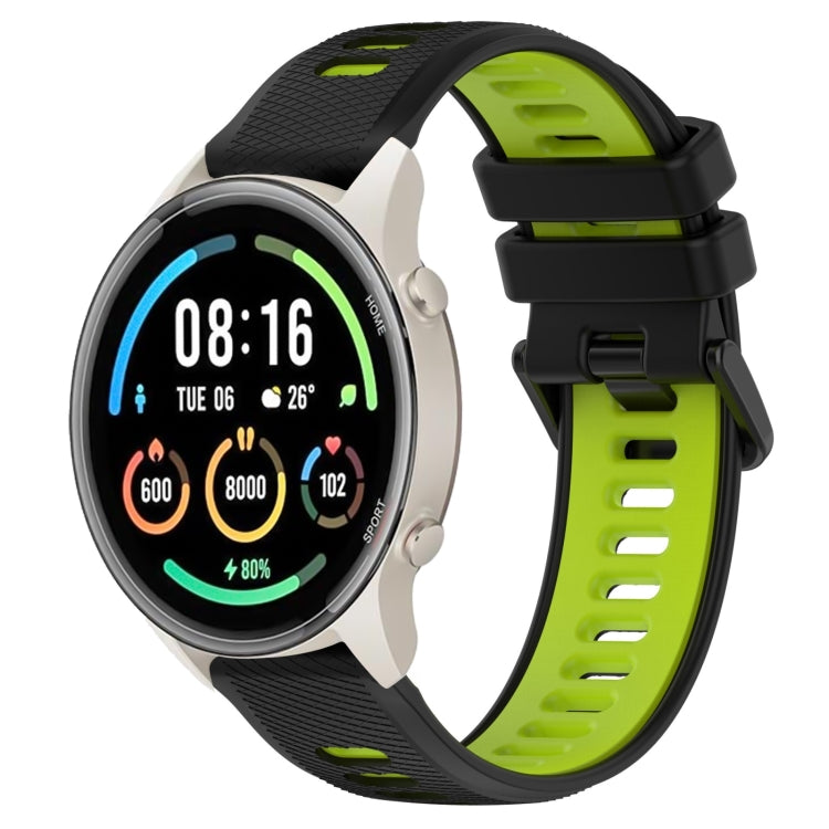 For Xiaomi MI Watch Sport 22mm Sports Two-Color Silicone Watch Band(Black+Green) - Smart Wear by PMC TechLife | Online Shopping South Africa | PMC TechLife