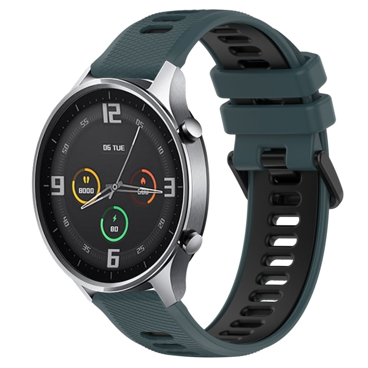 For Xiaomi MI Watch Color 22mm Sports Two-Color Silicone Watch Band(Olive Green+Black) - Smart Wear by PMC TechLife | Online Shopping South Africa | PMC TechLife