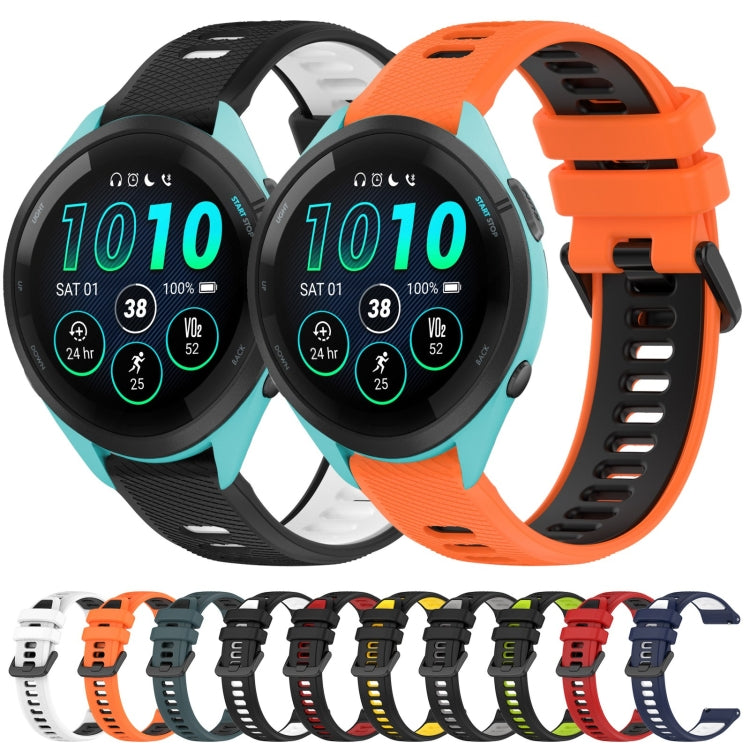 For Garmin Forerunner 255 22mm Sports Two-Color Silicone Watch Band(Black+Grey) - Smart Wear by PMC Jewellery | Online Shopping South Africa | PMC Jewellery