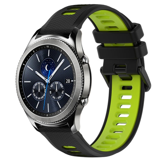 For Samsung Gear S3 Classic 22mm Sports Two-Color Silicone Watch Band(Black+Green) - Smart Wear by PMC Jewellery | Online Shopping South Africa | PMC Jewellery