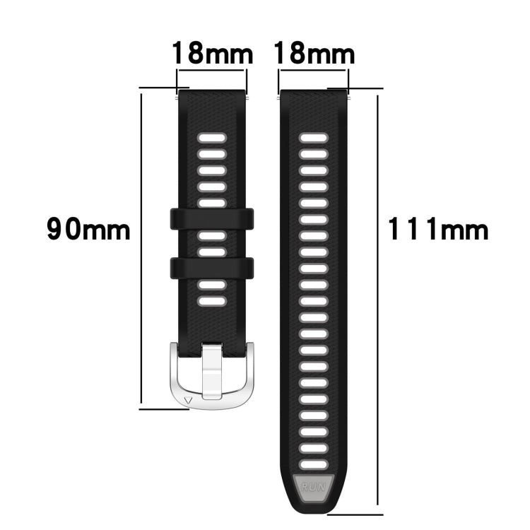 For Garmin Vivoactive 4S 18mm Sports Two-Color Steel Buckle Silicone Watch Band(Starlight+Black) - Smart Wear by PMC Jewellery | Online Shopping South Africa | PMC Jewellery