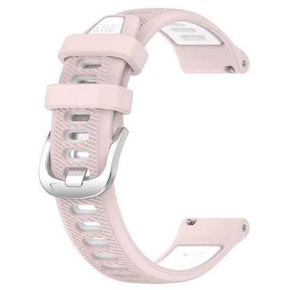 For Garmin Vivoactive 4S 18mm Sports Two-Color Steel Buckle Silicone Watch Band(Pink+White) - Smart Wear by PMC Jewellery | Online Shopping South Africa | PMC Jewellery