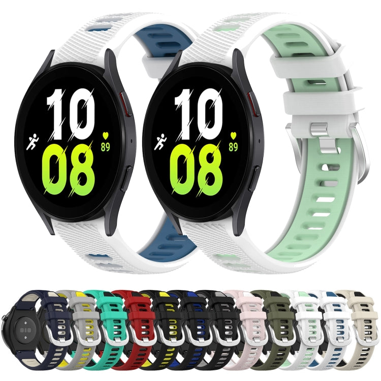 For Samsung Galaxy Watch5 44mm 20mm Sports Two-Color Steel Buckle Silicone Watch Band(Black+Blue) - Smart Wear by PMC Jewellery | Online Shopping South Africa | PMC Jewellery