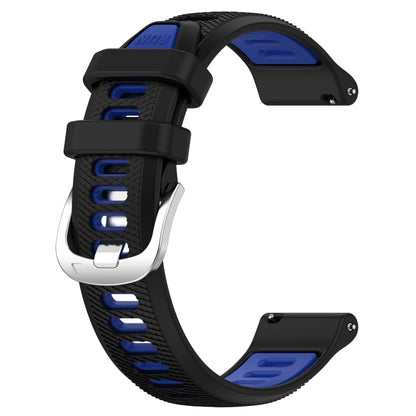 For Garmin Venu SQ 20mm Sports Two-Color Steel Buckle Silicone Watch Band(Black+Blue) - Smart Wear by PMC Jewellery | Online Shopping South Africa | PMC Jewellery