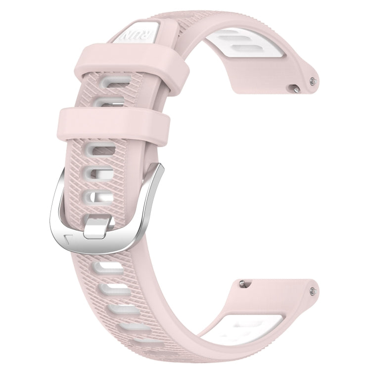 For Amazfit GTS 2E 22mm Cross Texture Two Color Silicone Steel Buckle Watch Band(Pink+White) -  by PMC Jewellery | Online Shopping South Africa | PMC Jewellery