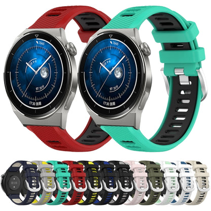 For Huawei Watch GT3 Pro 43mm 20mm Sports Two-Color Steel Buckle Silicone Watch Band(Black+Blue) - Smart Wear by PMC Jewellery | Online Shopping South Africa | PMC Jewellery
