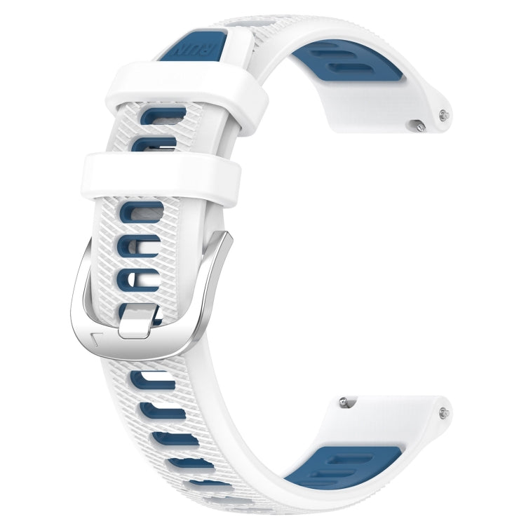 For Huawei Watch GT3 46mm 22mm Sports Two-Color Steel Buckle Silicone Watch Band(White+Blue) - Smart Wear by PMC Jewellery | Online Shopping South Africa | PMC Jewellery