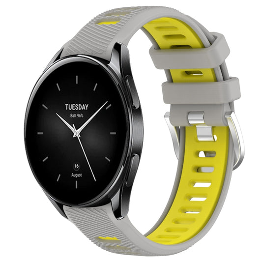 For Xiaomi Watch S2 42mm 22mm Sports Two-Color Steel Buckle Silicone Watch Band(Grey+Yellow) - Smart Wear by PMC Jewellery | Online Shopping South Africa | PMC Jewellery