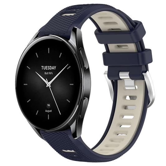 For Xiaomi Watch S2 46mm 22mm Sports Two-Color Steel Buckle Silicone Watch Band(Midnight Blue+Starlight) - Smart Wear by PMC Jewellery | Online Shopping South Africa | PMC Jewellery