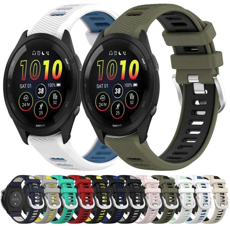 For Garmin Forerunner 255 22mm Sports Two-Color Steel Buckle Silicone Watch Band(Starlight+Black) - Smart Wear by PMC Jewellery | Online Shopping South Africa | PMC Jewellery