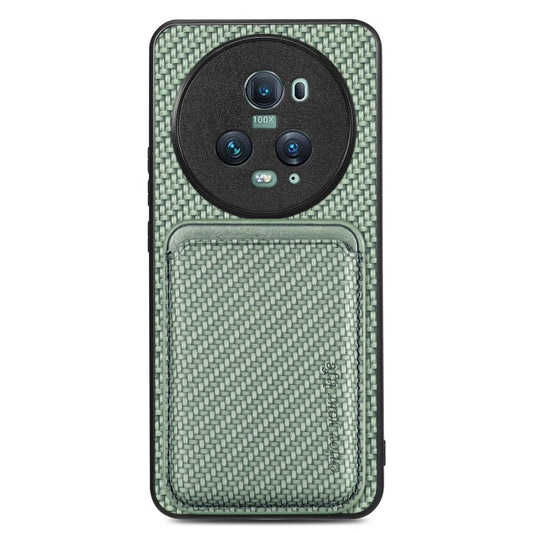 For Honor Magic5 Pro Carbon Fiber Leather Card Magsafe Magnetic Phone Case(Green) - Honor Cases by PMC Jewellery | Online Shopping South Africa | PMC Jewellery