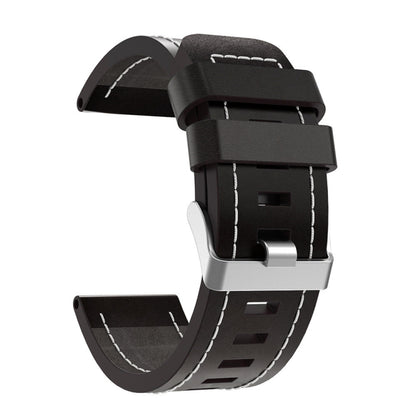 For Garmin Tactix Delta 26mm Sewing Leather Steel Buckle Watch Band(Black) - Smart Wear by PMC Jewellery | Online Shopping South Africa | PMC Jewellery