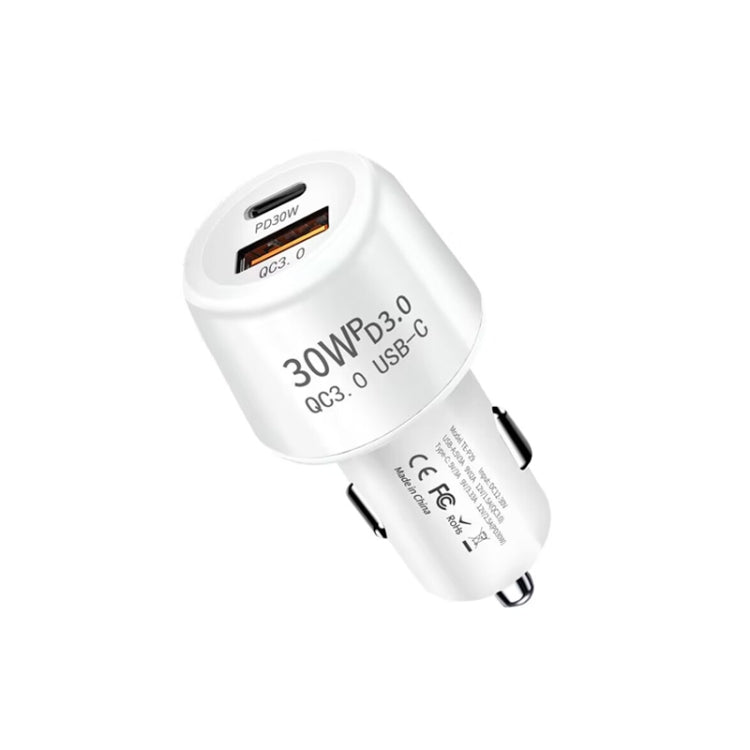 P29 48W PD30W + QC3.0 18W USB Dual Port Car Charger(White) - Car Charger by PMC Jewellery | Online Shopping South Africa | PMC Jewellery