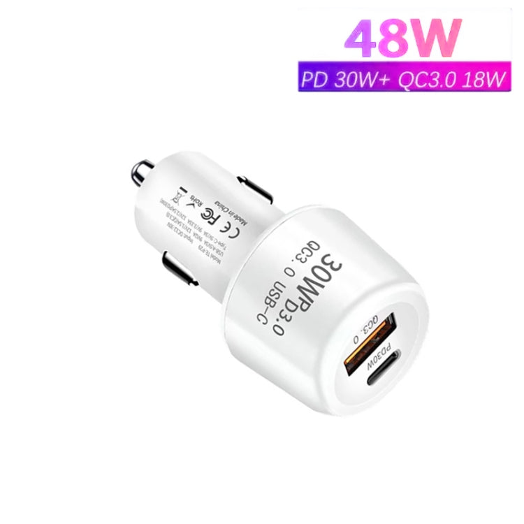 P29 48W PD30W + QC3.0 18W USB Dual Port Car Charger(White) - free shipping - PMC TechLife - Order now!