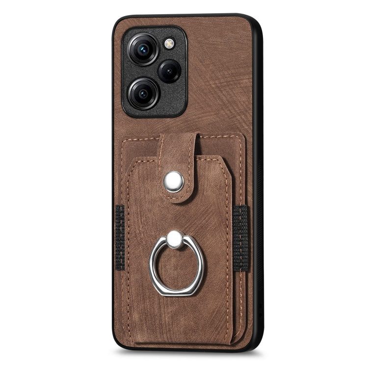For Xiaomi Poco X5 Pro Retro Skin-feel Ring Card Wallet Phone Case(Brown) - free shipping - PMC TechLife - Order now!