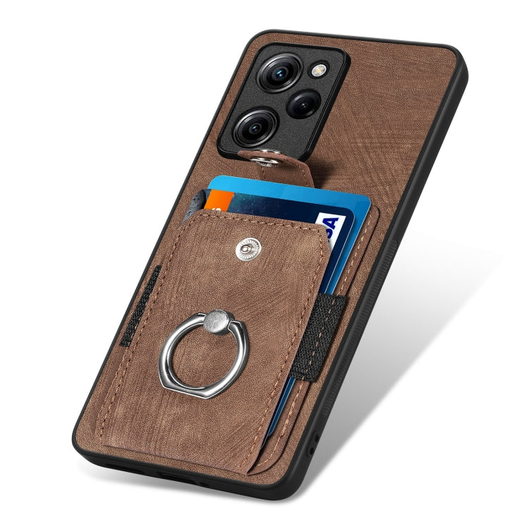 For Xiaomi Poco X5 Pro Retro Skin-feel Ring Card Wallet Phone Case(Brown) - free shipping - PMC TechLife - Order now!