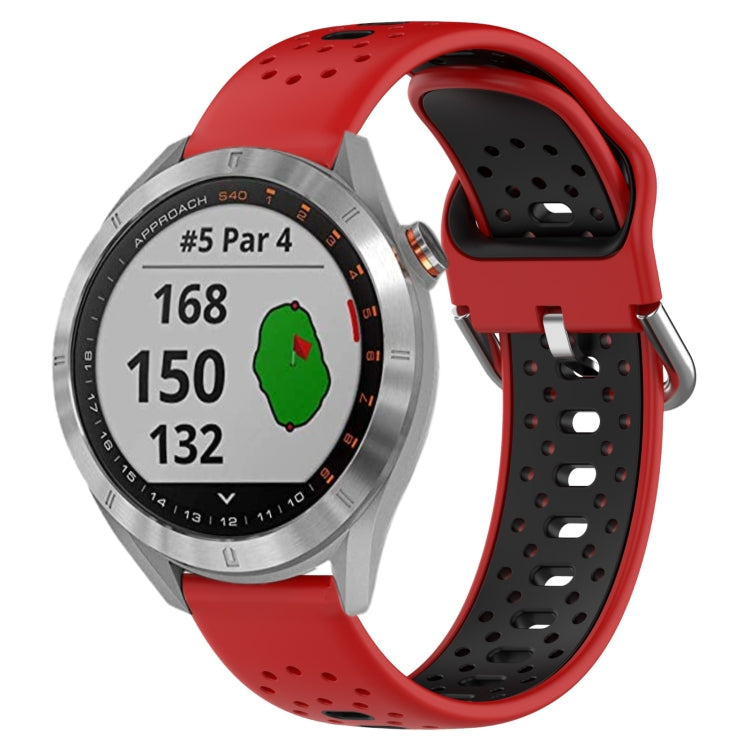 For Garmin Approach S40 20mm Breathable Two-Color Silicone Watch Band(Red+Black) - Watch Bands by PMC Jewellery | Online Shopping South Africa | PMC Jewellery