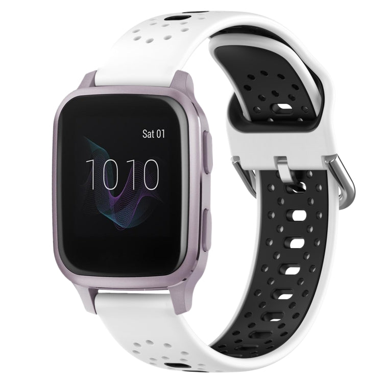 For Garmin Venu SQ 20mm Breathable Two-Color Silicone Watch Band(White+Black) - Watch Bands by PMC TechLife | Online Shopping South Africa | PMC TechLife