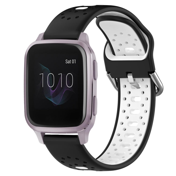 For Garmin Venu SQ 20mm Breathable Two-Color Silicone Watch Band(Black+White) - Watch Bands by PMC TechLife | Online Shopping South Africa | PMC TechLife