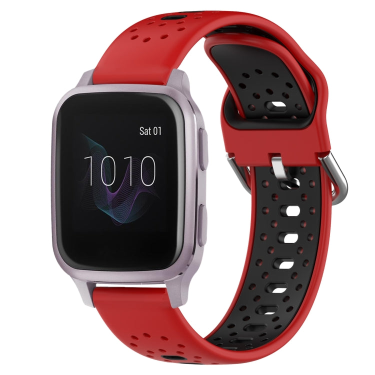 For Garmin Venu SQ 20mm Breathable Two-Color Silicone Watch Band(Red+Black) - Watch Bands by PMC TechLife | Online Shopping South Africa | PMC TechLife