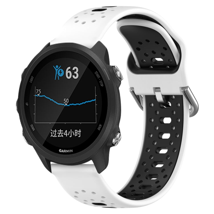 For Garmin Forerunner 245 20mm Breathable Two-Color Silicone Watch Band(White+Black) - Watch Bands by PMC TechLife | Online Shopping South Africa | PMC TechLife