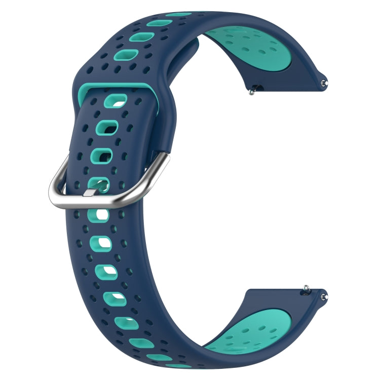 For Garmin Forerunner 245 20mm Breathable Two-Color Silicone Watch Band(Blue+Teal) - Watch Bands by PMC TechLife | Online Shopping South Africa | PMC TechLife