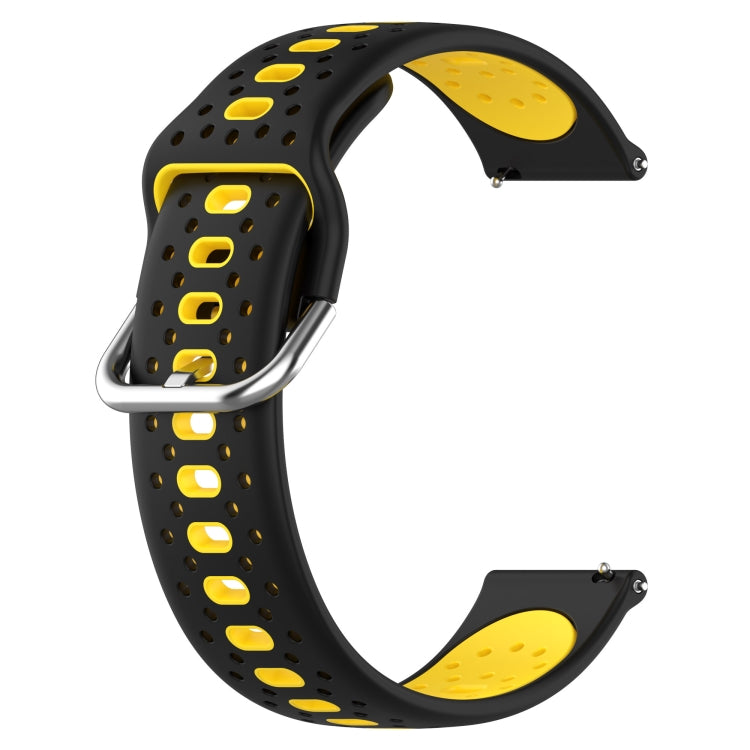 For Garmin Forerunner 645 20mm Breathable Two-Color Silicone Watch Band(Black+Yellow) - Watch Bands by PMC TechLife | Online Shopping South Africa | PMC TechLife