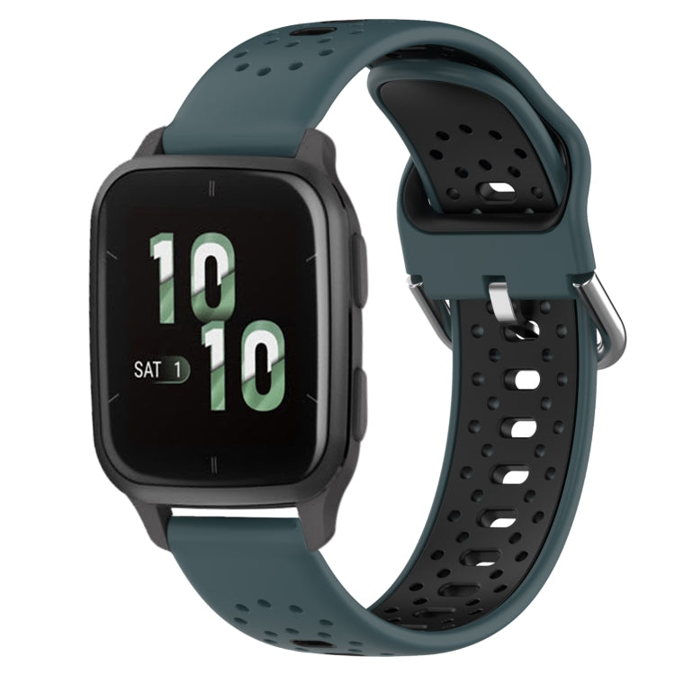 For Garmin Forerunner Sq2 20mm Breathable Two-Color Silicone Watch Band(Olive Green+Black) - Watch Bands by PMC TechLife | Online Shopping South Africa | PMC TechLife