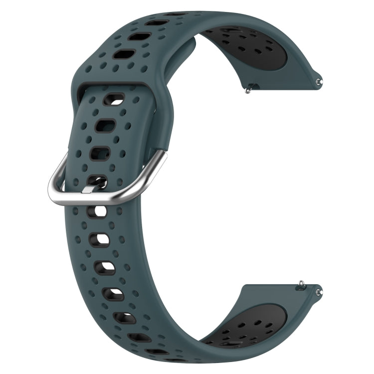 For Garmin Forerunner Sq2 20mm Breathable Two-Color Silicone Watch Band(Olive Green+Black) - Watch Bands by PMC TechLife | Online Shopping South Africa | PMC TechLife