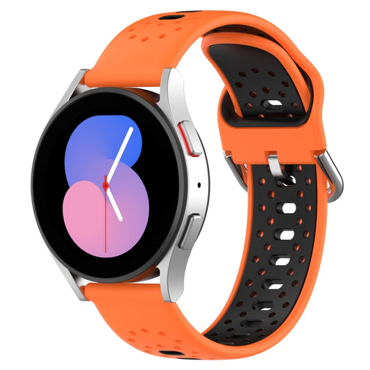 For Samsung Galaxy Watch 5 Pro 45mm 20mm Breathable Two-Color Silicone Watch Band(Orange+Black) - Watch Bands by PMC Jewellery | Online Shopping South Africa | PMC Jewellery