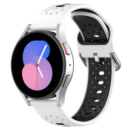 For Samsung Galaxy Watch 4 40mm 20mm Breathable Two-Color Silicone Watch Band(White+Black) - Watch Bands by PMC Jewellery | Online Shopping South Africa | PMC Jewellery