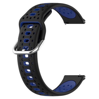 For Samsung  Galaxy Watch 4 Classic 46mm 20mm Breathable Two-Color Silicone Watch Band(Black+Blue) - Watch Bands by PMC Jewellery | Online Shopping South Africa | PMC Jewellery