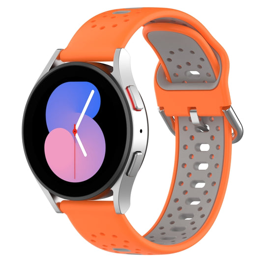 For Samsung Galaxy Watch Active 2 44mm 20mm Breathable Two-Color Silicone Watch Band(Orange+Grey) - Watch Bands by PMC Jewellery | Online Shopping South Africa | PMC Jewellery