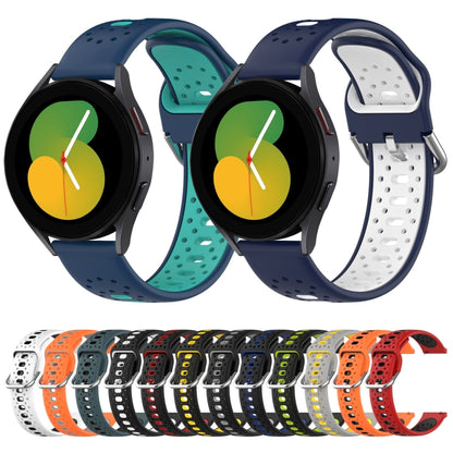 For Samsung Galaxy Watch 5 44mm 20mm Breathable Two-Color Silicone Watch Band(Black+Lime Green) - Watch Bands by PMC Jewellery | Online Shopping South Africa | PMC Jewellery