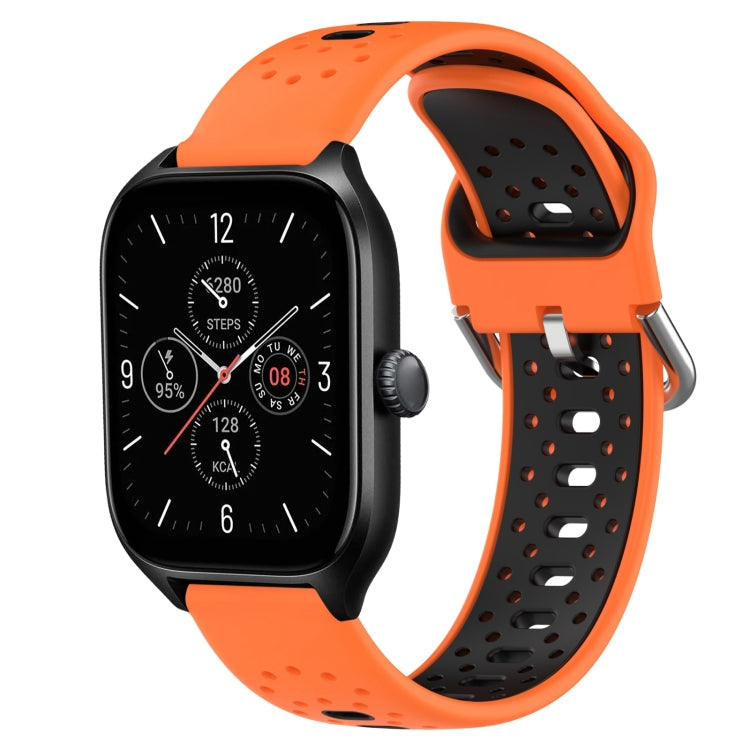 For Amazfit GTS 4 20mm Breathable Two-Color Silicone Watch Band(Orange+Black) - Watch Bands by PMC TechLife | Online Shopping South Africa | PMC TechLife