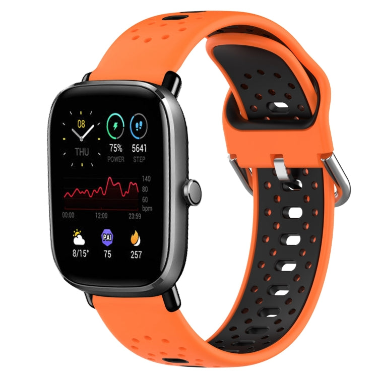For Amazfit GTS 4 Mini 20mm Breathable Two-Color Silicone Watch Band(Orange+Black) - Watch Bands by PMC TechLife | Online Shopping South Africa | PMC TechLife