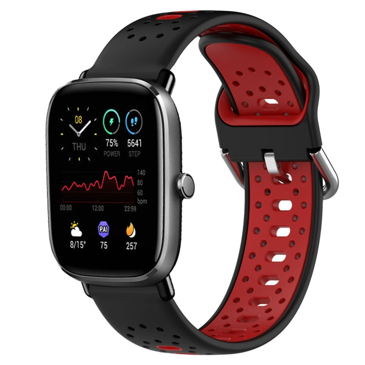 For Amazfit GTS 4 Mini 20mm Breathable Two-Color Silicone Watch Band(Black+Red) - Watch Bands by PMC TechLife | Online Shopping South Africa | PMC TechLife
