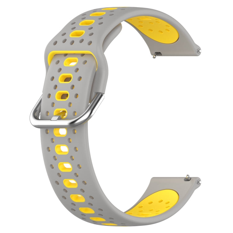 For Amazfit GTS 2E 20mm Breathable Two-Color Silicone Watch Band(Grey+Yellow) - Watch Bands by PMC TechLife | Online Shopping South Africa | PMC TechLife