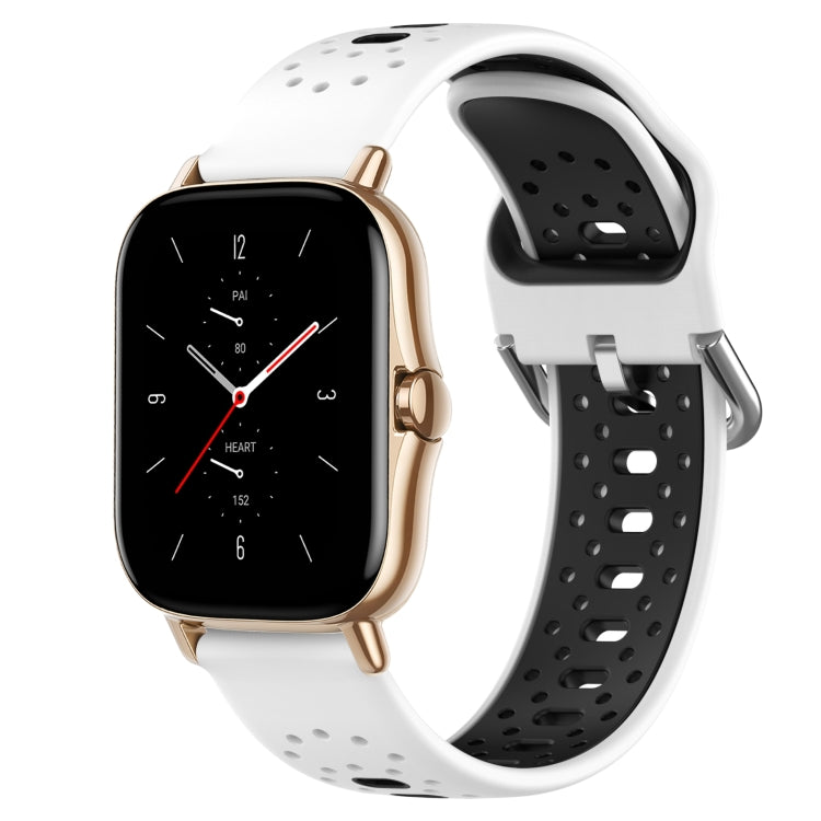 For Amazfit GTS 2 20mm Breathable Two-Color Silicone Watch Band(White+Black) - Watch Bands by PMC TechLife | Online Shopping South Africa | PMC TechLife