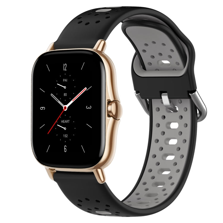 For Amazfit GTS 2 20mm Breathable Two-Color Silicone Watch Band(Black+Grey) - Watch Bands by PMC TechLife | Online Shopping South Africa | PMC TechLife