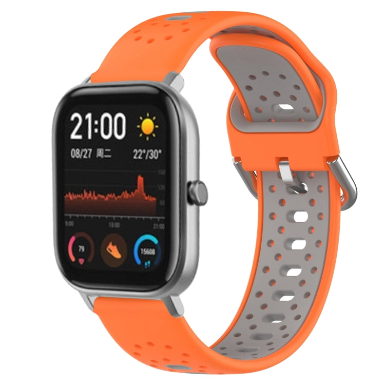 For Amazfit GTS 20mm Breathable Two-Color Silicone Watch Band(Orange+Grey) - Watch Bands by PMC TechLife | Online Shopping South Africa | PMC TechLife