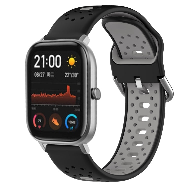 For Amazfit GTS 20mm Breathable Two-Color Silicone Watch Band(Black+Grey) - Watch Bands by PMC TechLife | Online Shopping South Africa | PMC TechLife