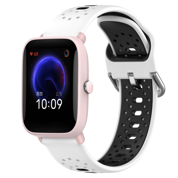 For Amazfit Pop Pro 20mm Breathable Two-Color Silicone Watch Band(White+Black) -  by PMC TechLife | Online Shopping South Africa | PMC TechLife
